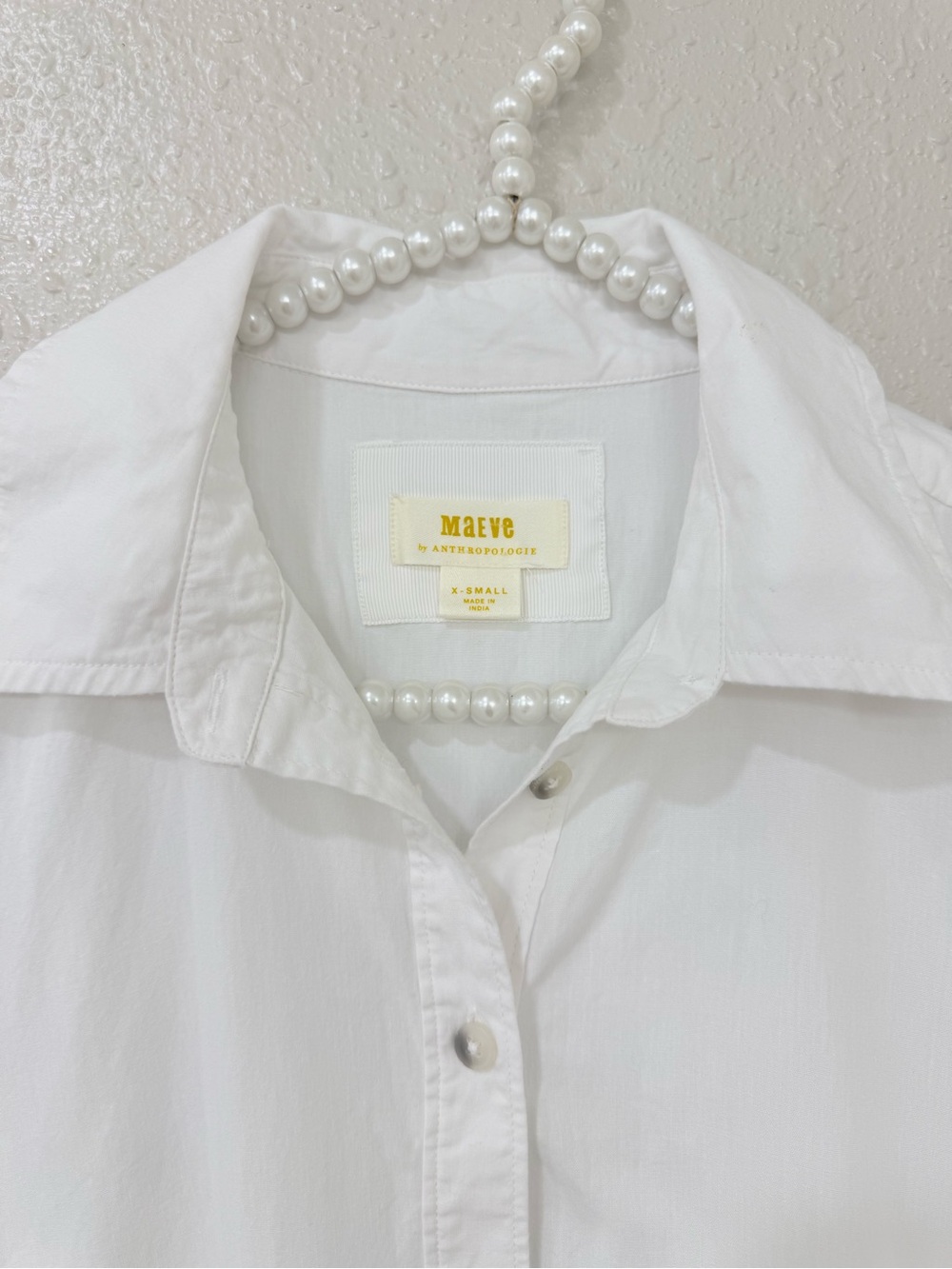Anthropologie Maeve Bubble Hem Shirt Dress in White size XS-S - Picture 3 of 10